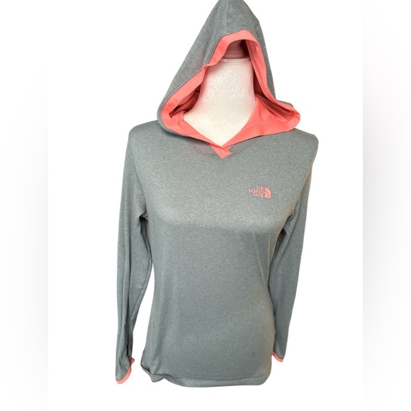 The North Face Womens Reactor Radiant Hoodie,SmallPetite, Heather Gray/Tangerine - Picture 1 of 4